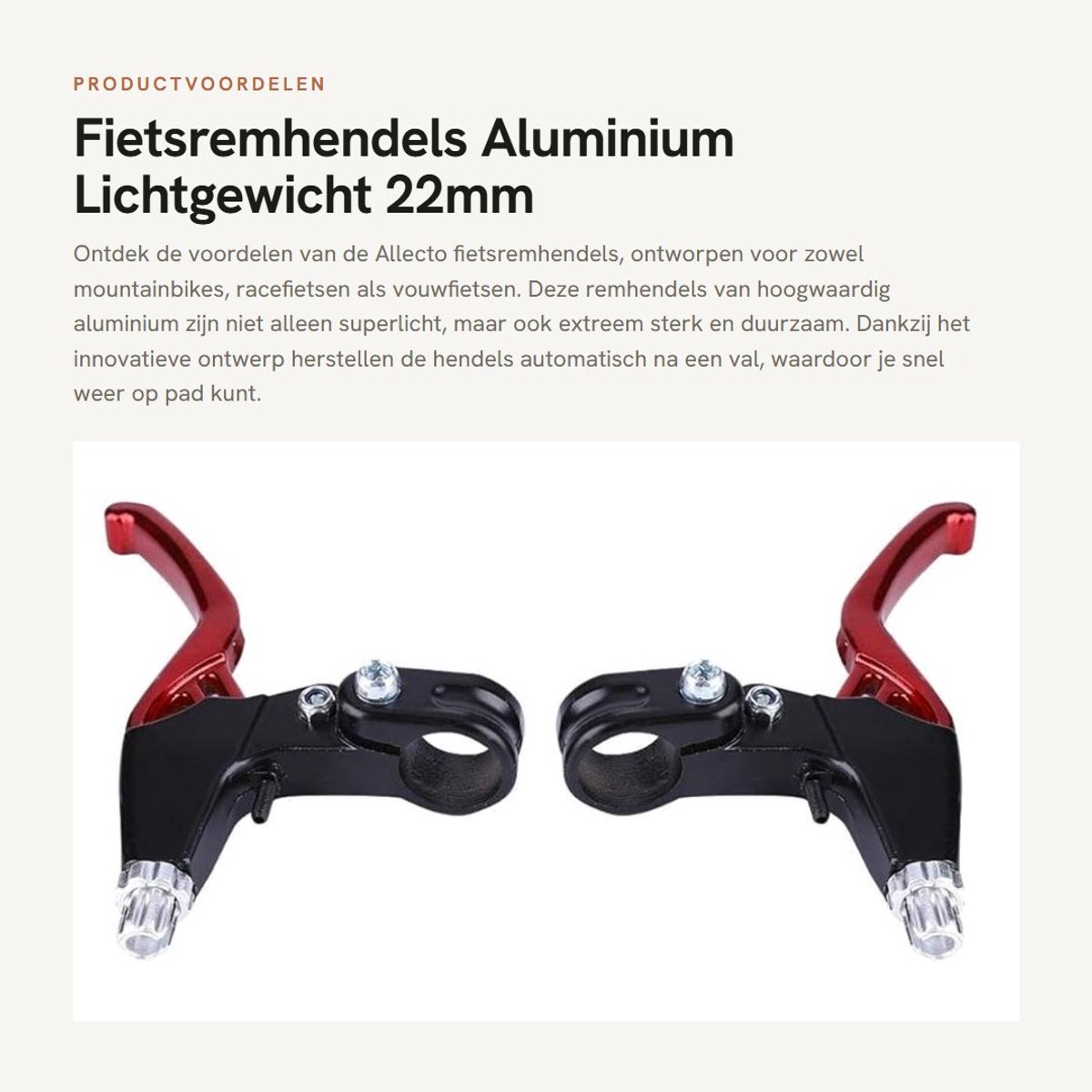 Dailygoods- Fietsremhendels Aluminium - Lichtgewicht - Universele Handgrepen - Geschikt voor Mountainbike/Vouwfiets - Duurzaam - Automatisch Herstel - Remhendels
