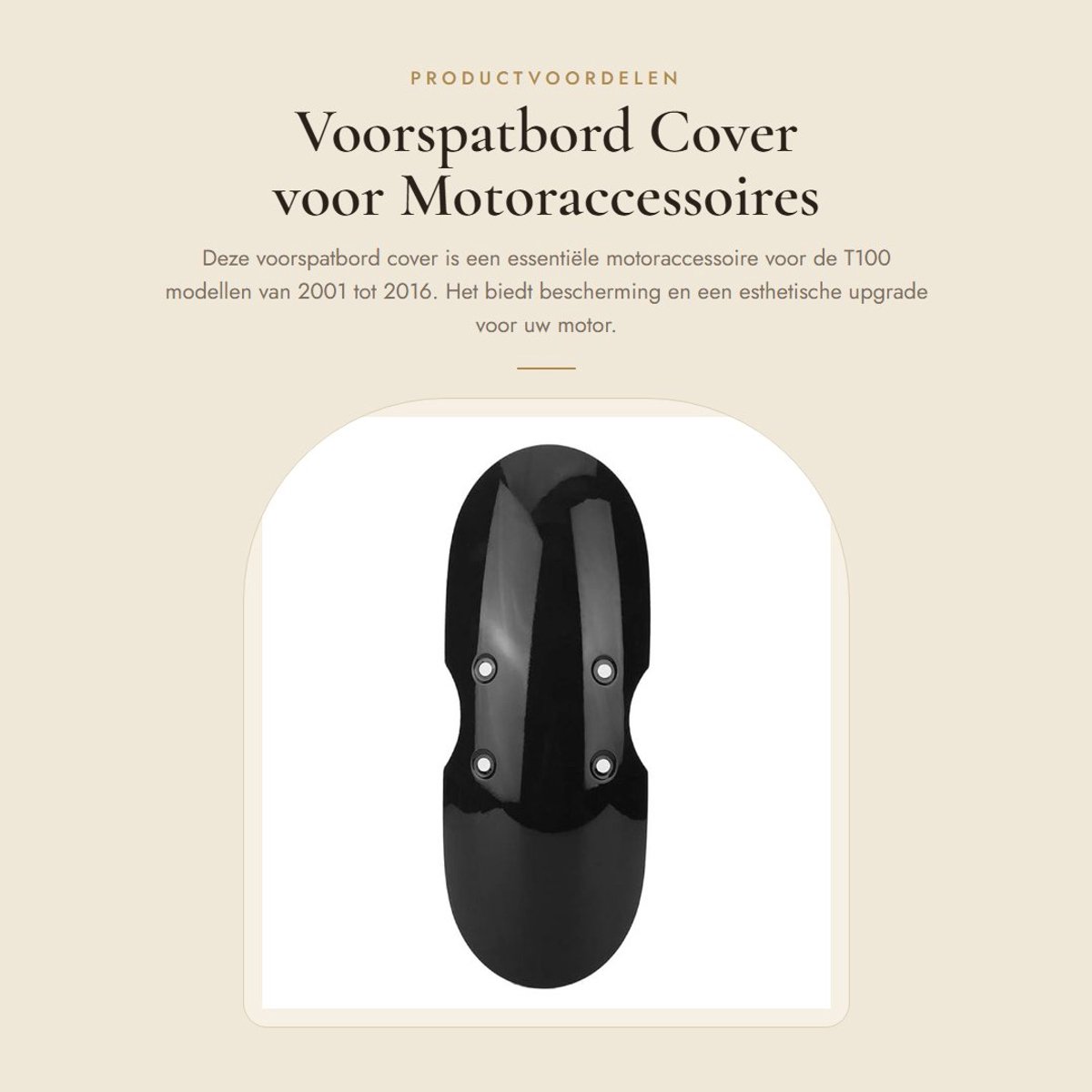Dailygoods- Voorspatbord 28 Inch - Motor Cover - Voorspatbord Mountainbike - Motor Overkapping - Schokbestendig - Geschikt voor T100 2001-2016 - Motorcover
