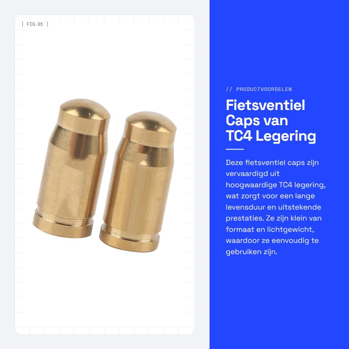 Dailygoods- Ventielkap - TC4 Legering - 2 Stuks - Fiets Ventieldopjes - Lichtgewicht - Kleur: Goud - Mini Formaat - Ventieldop