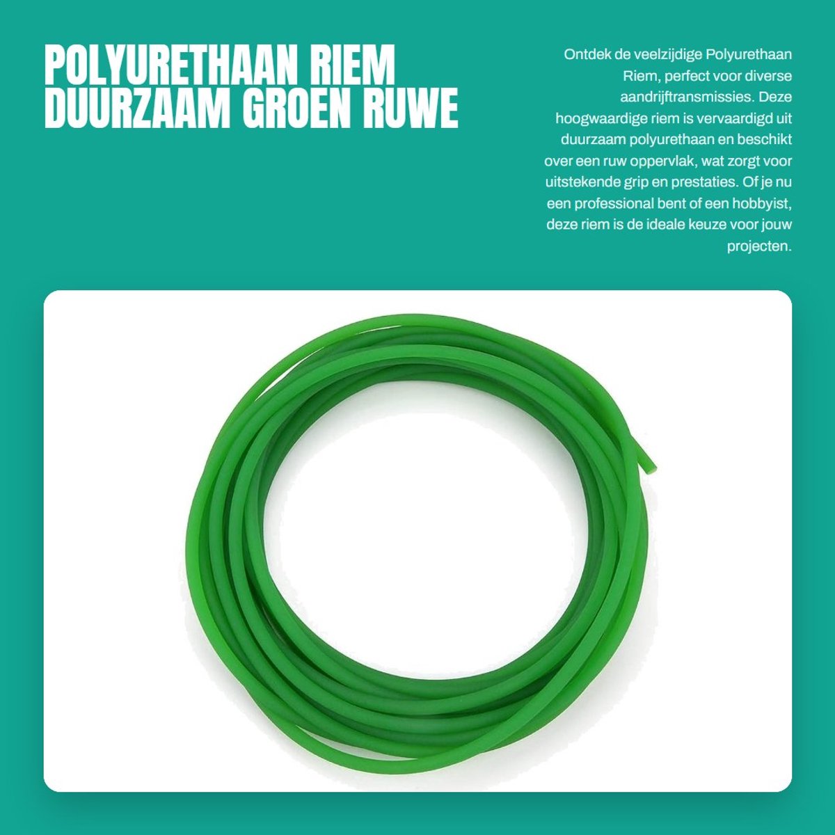 Dailygoods - Polyurethaan Riem - Duurzaam - Groen - Ruwe Oppervlak - Geschikt voor Aandrijftransmissie - Verschillende Maten