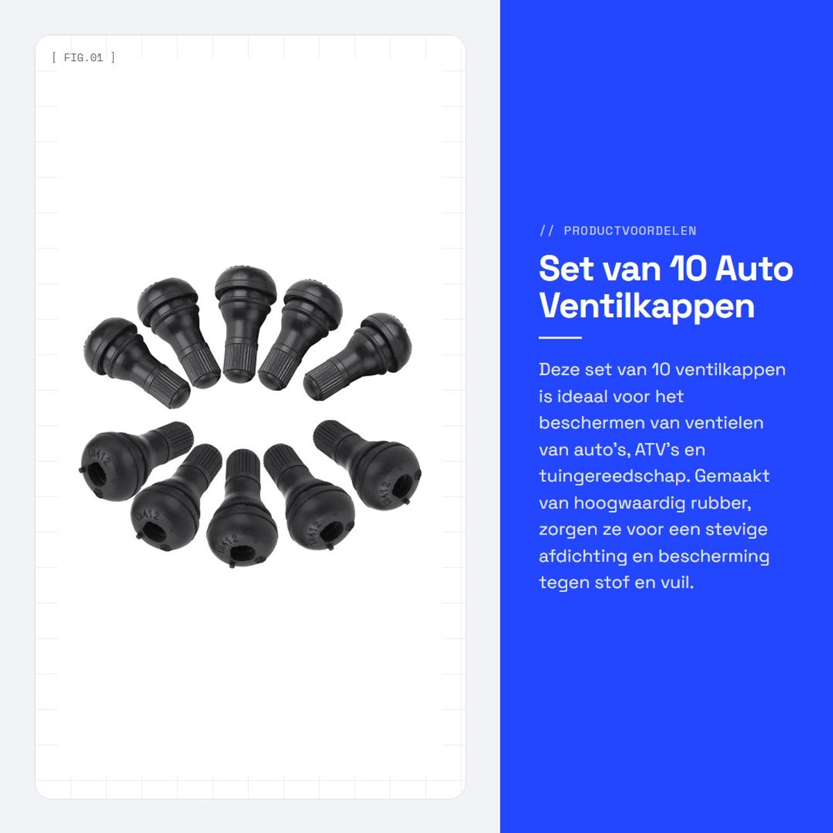 Dailygoods- Ventilkappen 10 Stuks - Ventieldoppen Auto - Ventieldoppen Fiets - Gummi - Schuifkappen - Geschikt voor ATVs