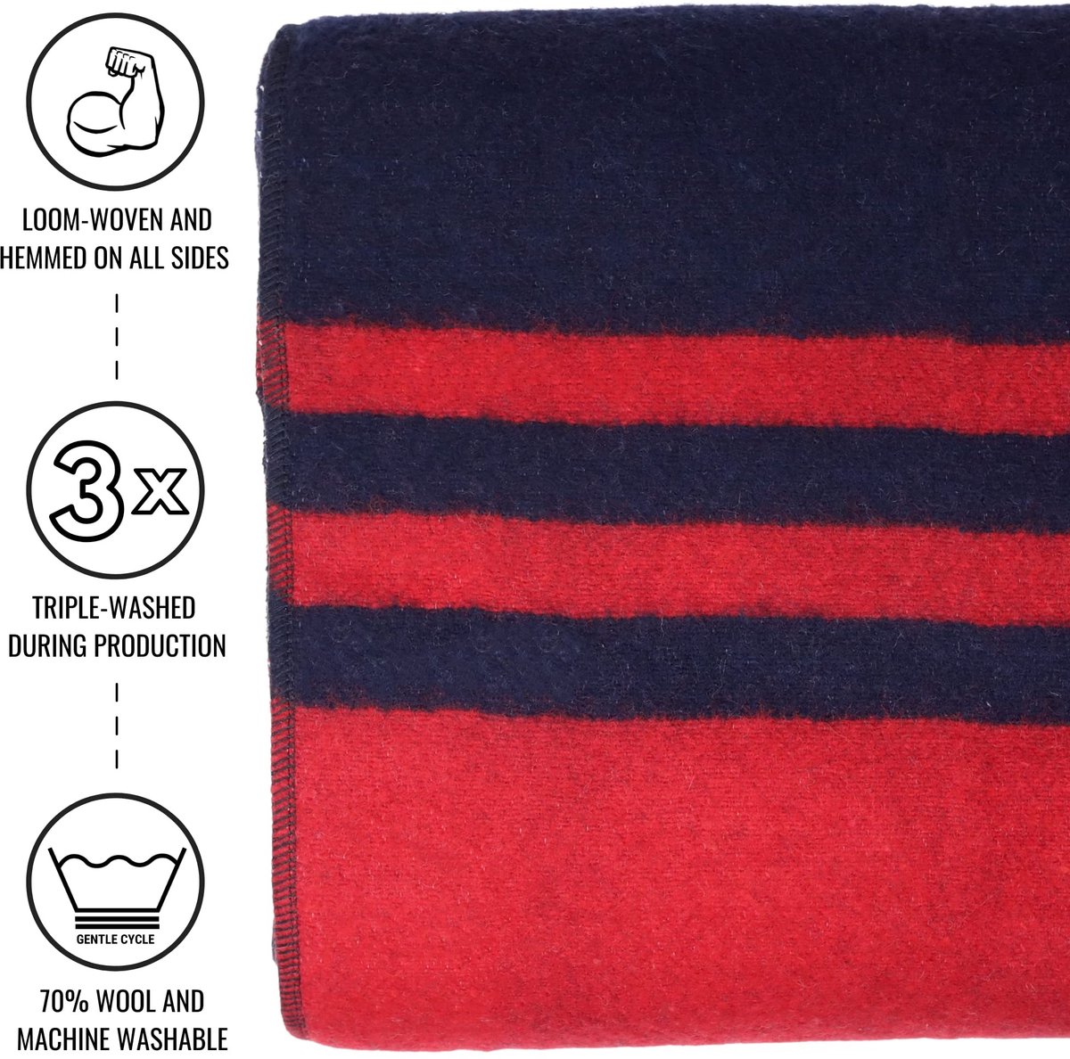 Dailygoods- Wollen Deken 2,0 kg Warm - Zware Deken - Wasbare Deken - Groot voor Kamperen - Schokbestendig - Duurzaam Weefgetouw - Dekentje