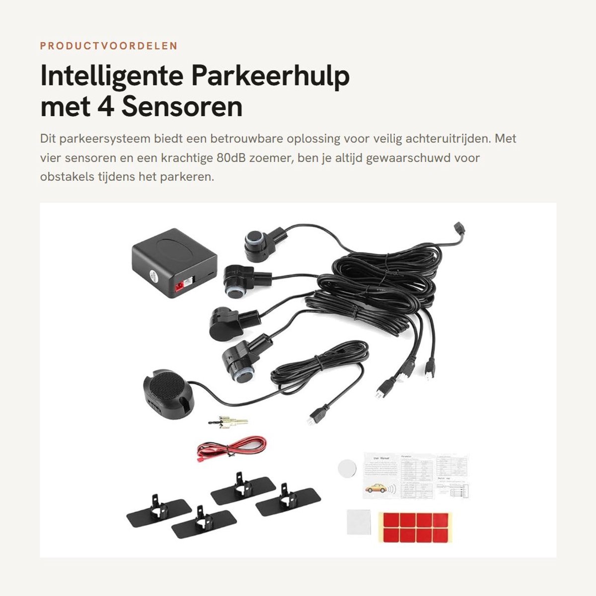 Dailygoods- Parkeersysteem Intelligente Parkeerhulp - Achteruitrijradar - 4 Sensoren - 80dB Zoemer - Hoogwaardig ABS - Beveiligingscircuits