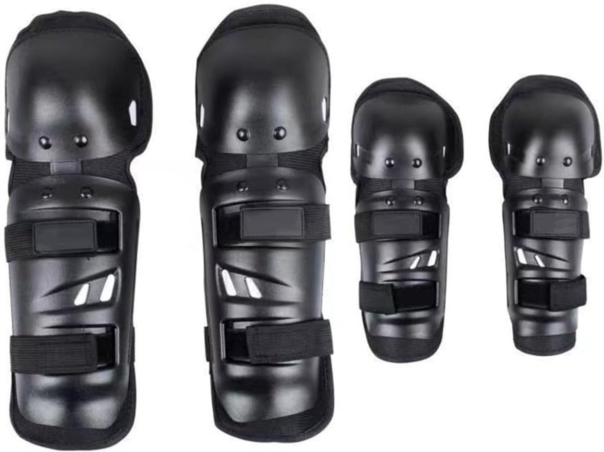 Knie en elleboogbeschermers - Beschermende uitrusting - Sport en buitenactiviteiten - Ademende EVA stof - Set van 4 - Zwart