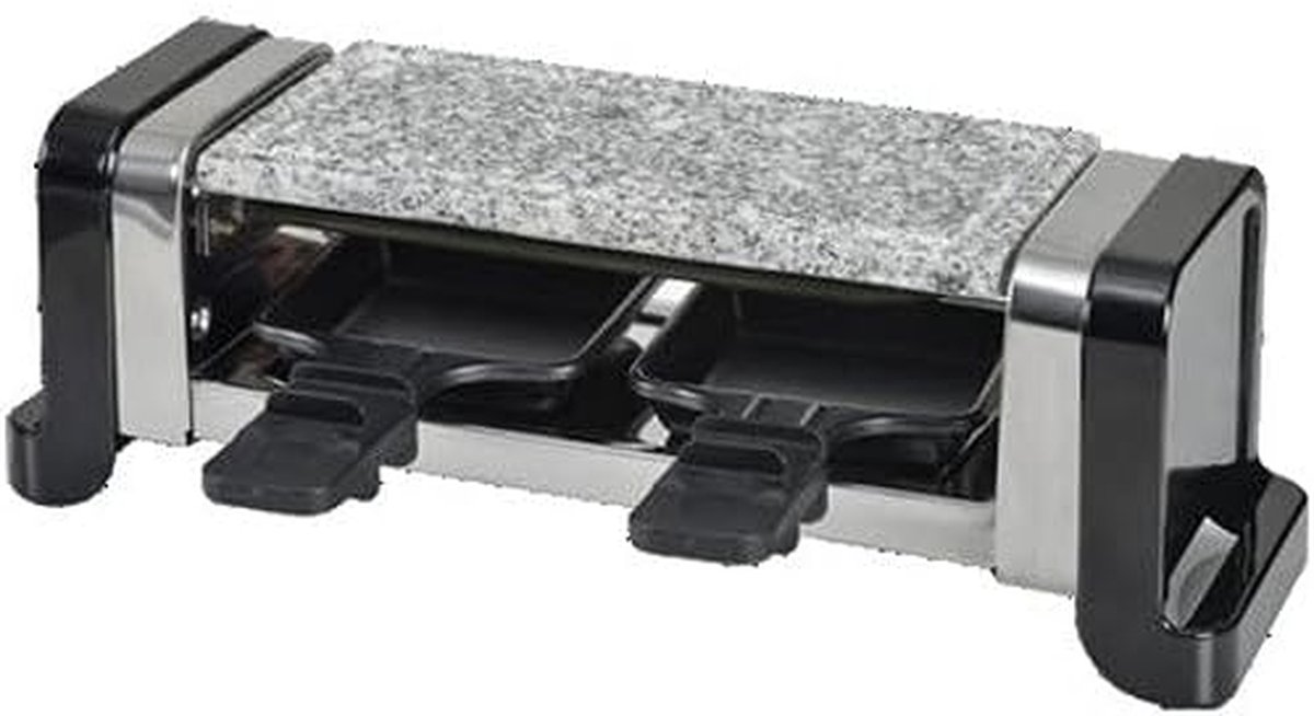 Raclette Grill - Tafelgrill Bakplaat - Gezellig Tafelen - Antiaanbaklaag - 2 Personen - Zwart