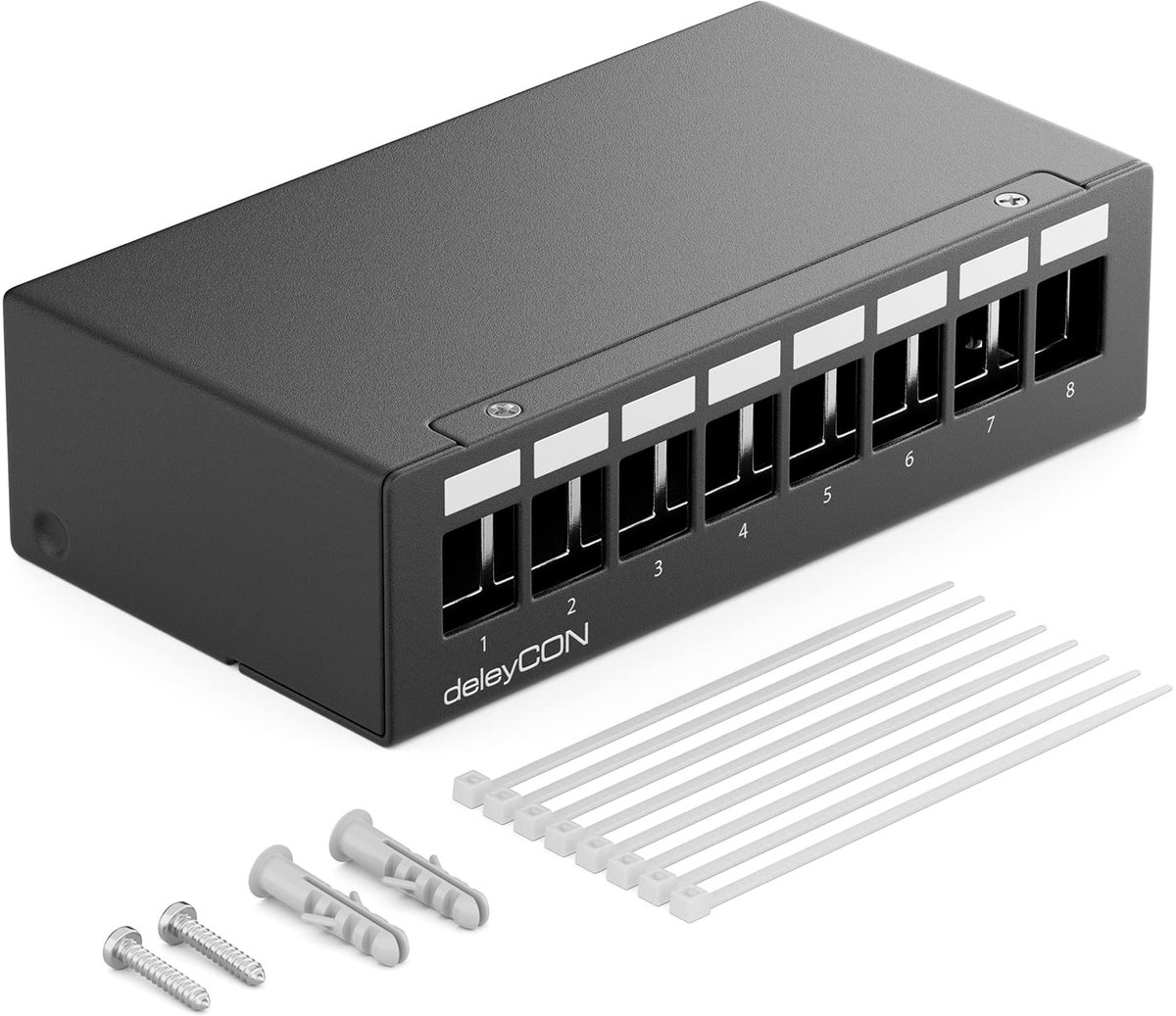 Patchpanel Behuizing - Keystone Paneel - Netwerk Installatie - Modulair Ontwerp - 8 Poorten 1HE - Zwart