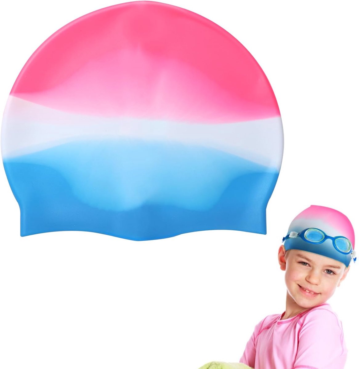 Zwemmuts Kinderen - Waterdichte Badmuts - Bescherming Zwemmen - Zacht Siliconen Materiaal - One Size - Veelkleurig