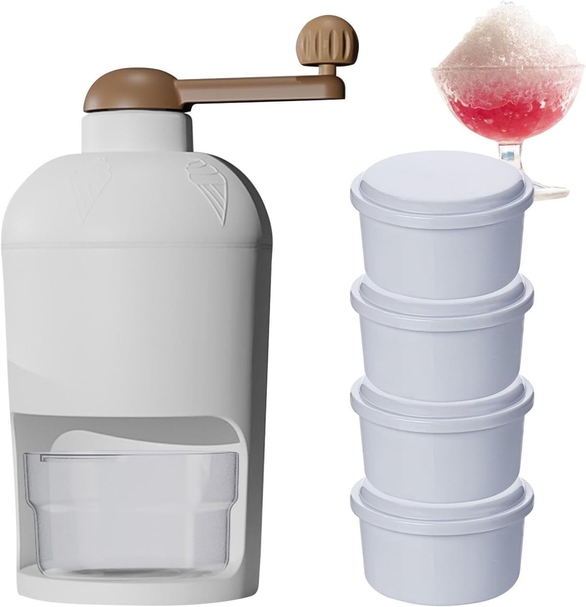 IJsmachine Handmatig - Sneeuwkegel Maker - Verfrissende Drankjes Maken - Roestvrijstalen Bladen - 10cm Diameter - Wit