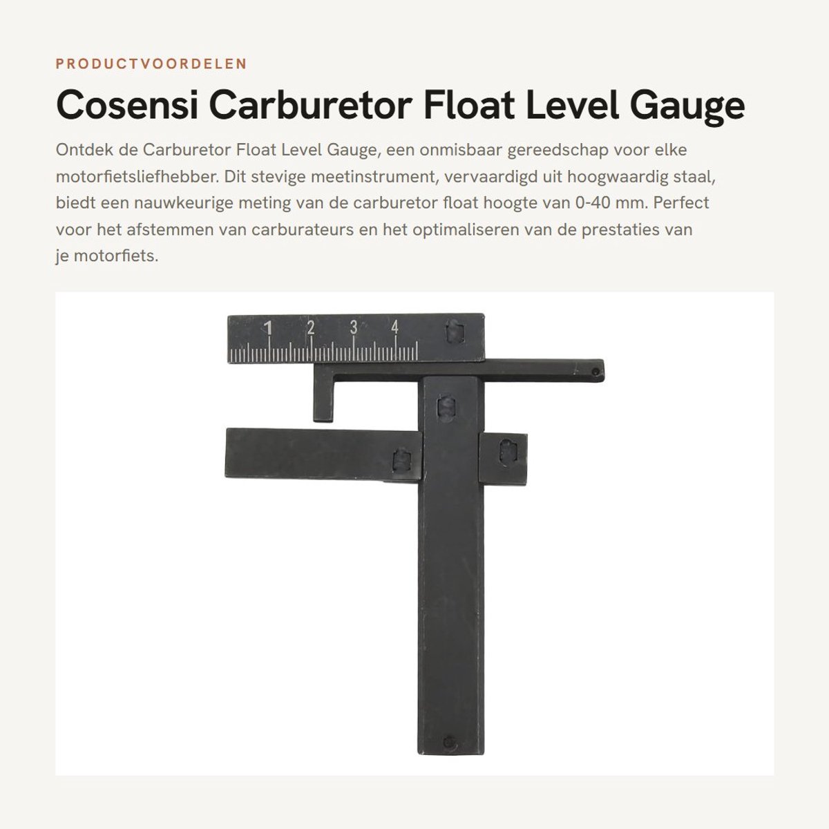 Allecto Plus - Carburateur Vlotter Niveaumeter Met Metrisch Display