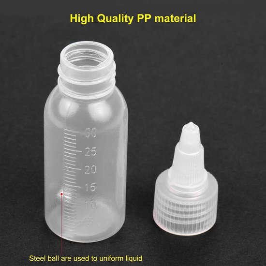 Dailygoods- Spuitflessenset 10 Stuks - Mini Druppelflesjes 30 ml - Plastic Druppelflesje met Pipet - Schaalhouder - Voor Kleur en Specerijen - Druppelfles van Dailygoods — afbeelding 4