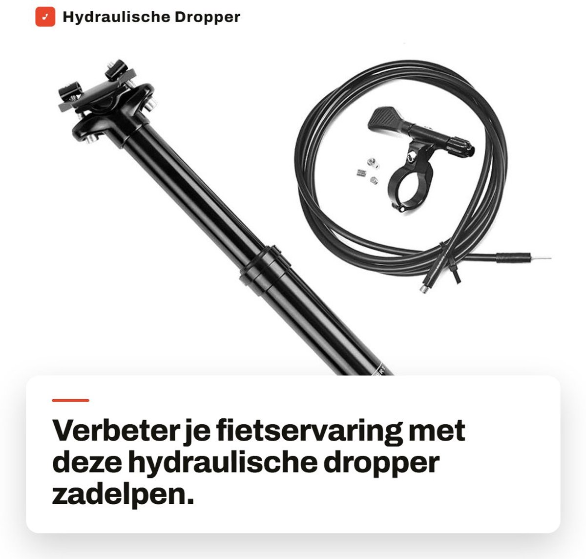 Dailygoods- Dropper Zadelpen 30.9mm/395mm Hydraulisch - Verstelbaar 100mm - Fiets Zadelbuis - Afstandsbediening - MTB/BMX - Interne Kabelroutering - Verstelbare Zadelpen