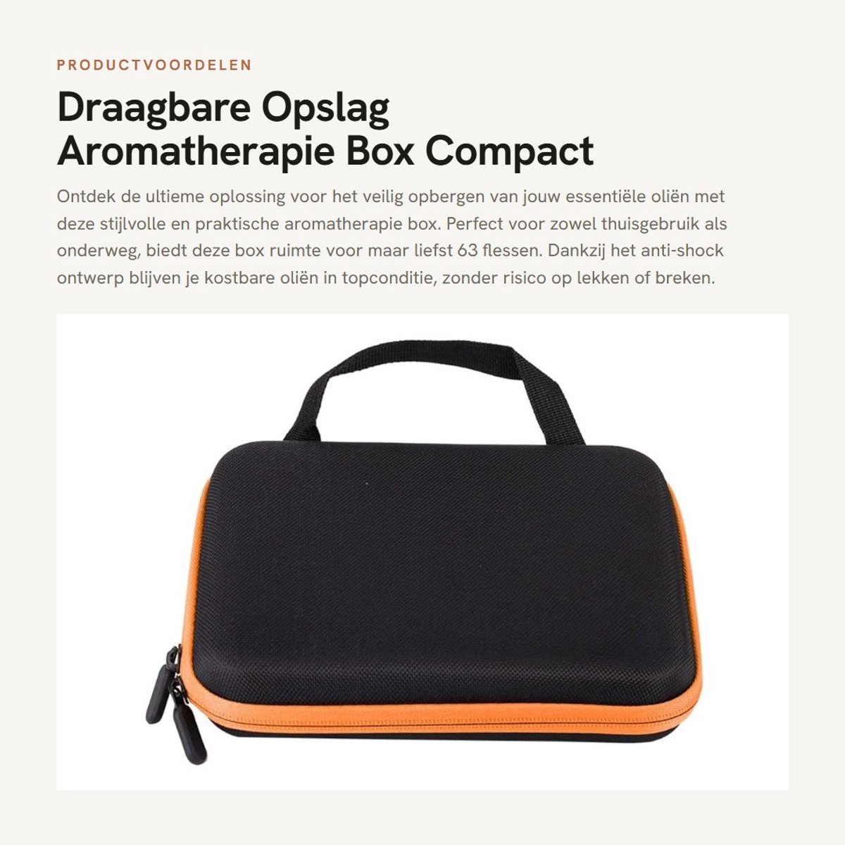 Dailygoods- Etherische Olie Box - 63 Vakken - Compact Formaat - Antischok Ontwerp - Hoogwaardig EVA-Materiaal - Duurzaam en Sterk - Olie Organizer