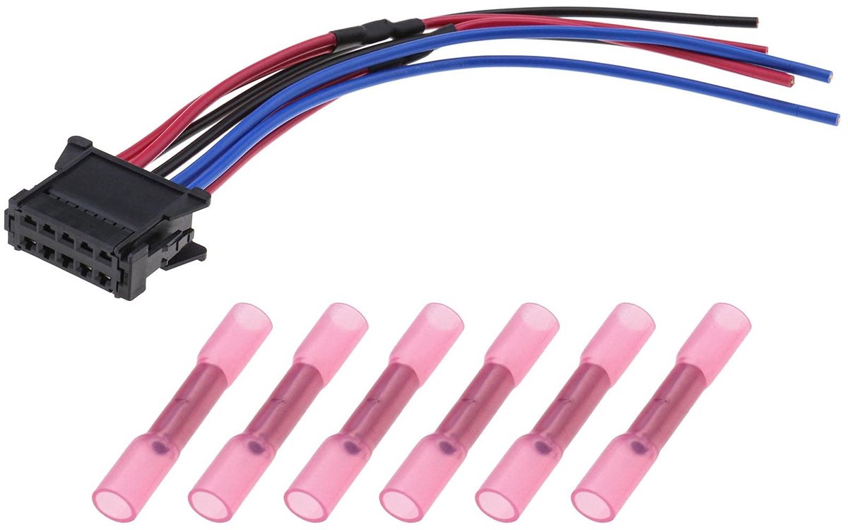 Dailygoods- Weerstandsbedrading 20cm - 10-pins Connector - Compatibel met Renault Clio/Megane/Scenic/Twingo - 12V/1A - Inclusief 6 Connectors - Plastic/Metaal - Kabelboom