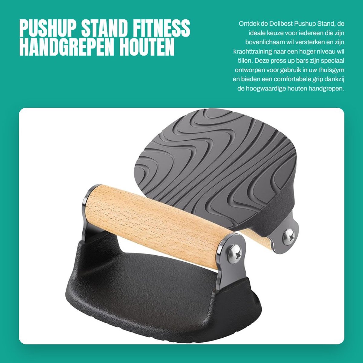 Dailygoods- Pushup Stand Houten Handgrepen - Antislip Grip - Duurzaam - Krachttraining - Thuis Gym - Comfortabele Grip - Push-up Bars