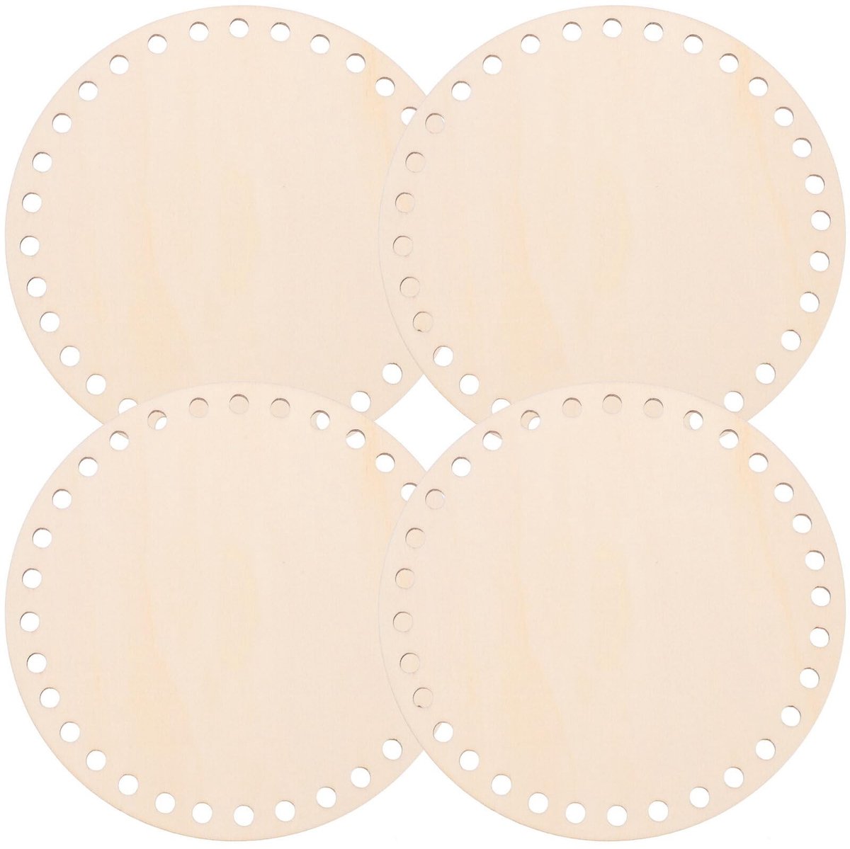 Dailygoods- Mand 4 Stuks - Gehaakte Mand - Houten Mand - Knutsel Mand - Mand voor Cirkels - Natuurlijk Hout - Opbergmand