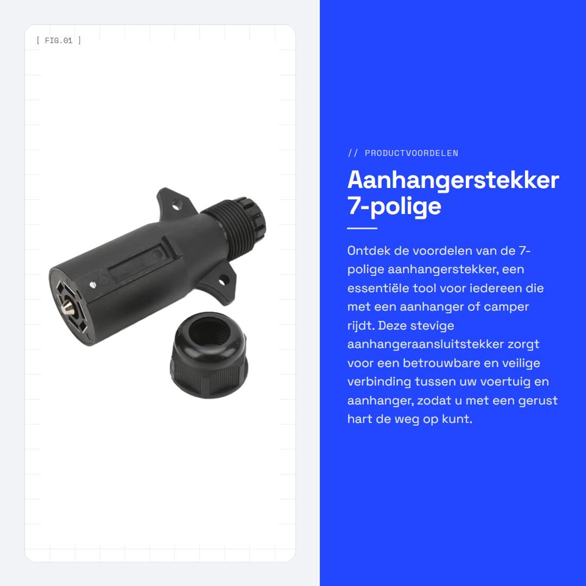 Dailygoods - Aanhangerstekker - 7-polige aanhangeraansluitstekker - Waterdicht ontwerp - Geschikt voor campers - Aanhangeradapterconnector - Aanhanger...