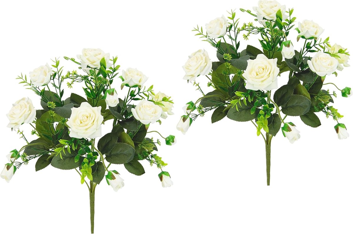 Kunstrozen Boeket - Zijden Bloemen - Bruiloft Decoratie - Natuurgetrouwe Vormgeving - Set 