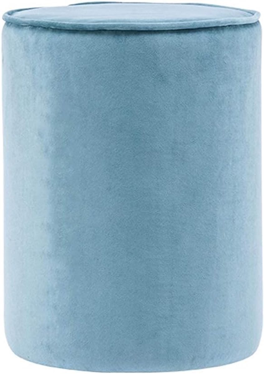 Houten Voetenbankje - Zitkruk Stoffen - Extra Zitplaats - Massief Houten Frame - 31.5 x 42 cm - Blauw
