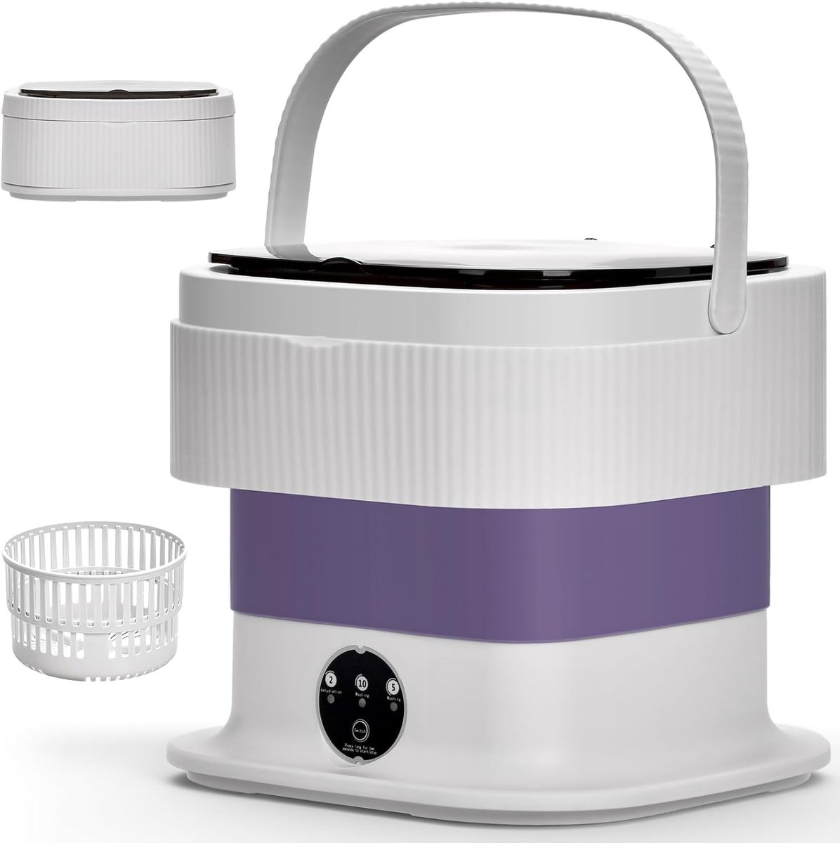 Mini Wasunit Opvouwbare Wasmachine Reizen en Kamperen Met Touchscreen 10 Liter Capaciteit Lila
