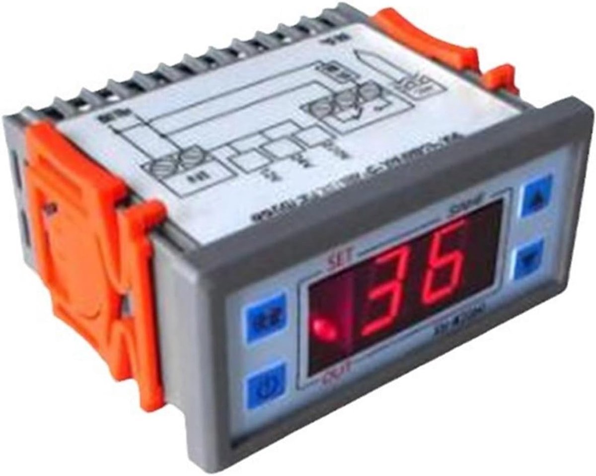 Temperatuurregelaar - Klimaatcontrole Unit - Nauwkeurig Regelen - Tweetraps Verwarming Koeling - 7.7 x 6.2 x 3.45 cm - Zwart