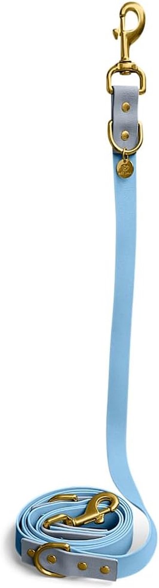 Biothane Hondenriem - Verstelbare Lijn - Veilig Wandelen - 3-voudig Verstelbaar - 230 cm - Taupe/Blauw
