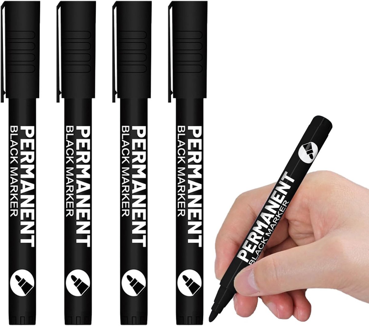 Permanente Markeerpennen - Acryl Verfstiften - Kunst & Decoratie - Waterdicht Sneldrogend - 4 Stuks 1mm - Zwart