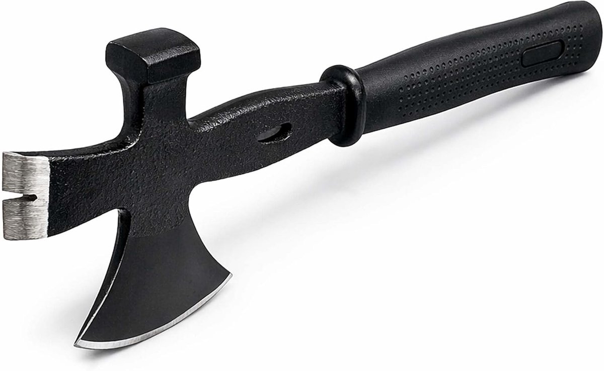 Multifunctionele Bijl - Hamer Koevoet - Kleine Houtblokken Kloven - 3-in-1 Gereedschap - 35 cm Lengte - Zwart