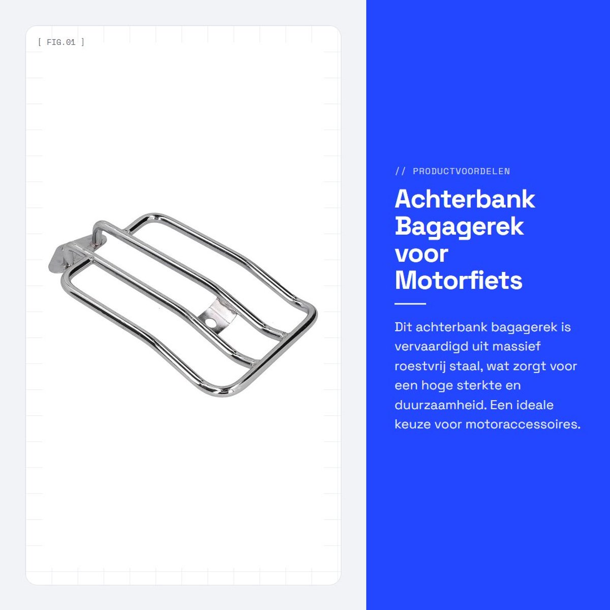 Dailygoods- Bagagerek Roestvrij Staal - Achterbank Bagagerek - Motorfiets Accessoires - Anticorrosief - Eenvoudig te Installeren - Hoogwaardige Uitstraling - Motorsteun