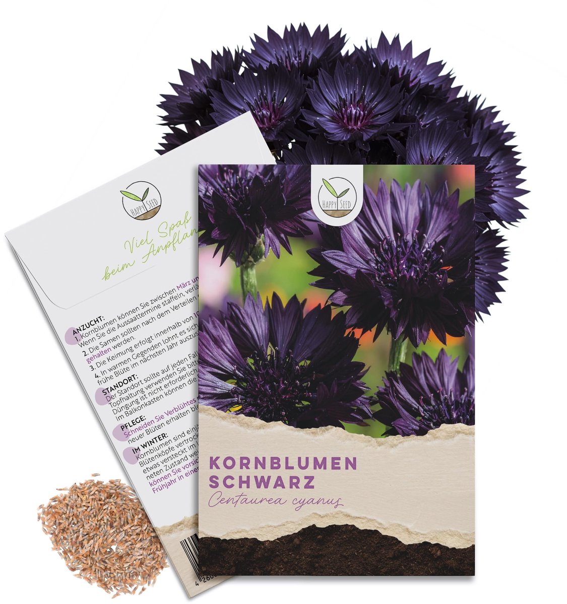 Dailygoods- Korenbloemzaden - Heldere bloemen voor kleurrijke bloemenweide - Bijvriendelijk - 1000 korrels - Lange bloeitijd - 80 cm hoogte - Inclusief zaadkaart - Bloemenzaad