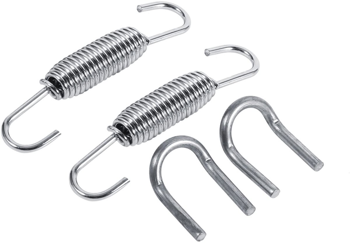 Dailygoods- Uitlaatveer 2 Stuks - Roestvrij Staal - Draaibare Haak - Superieure Sterkte - Eenvoudige Installatie - Goed Accessoire - Uitlaatveren