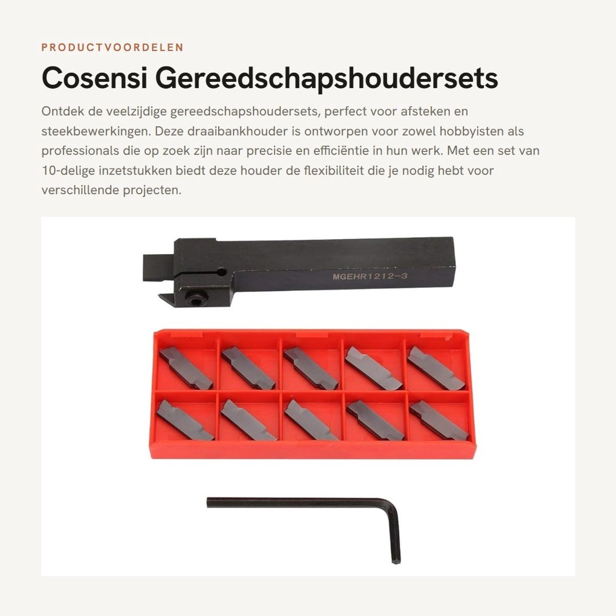 Dailygoods- Gereedschapshouder - Draaibankhouder met 10-delige inzetstukken - Slagvast - Hoogwaardig materiaal - Duurzaam - Verbeterd snijvermogen - Draaibankaccessoires