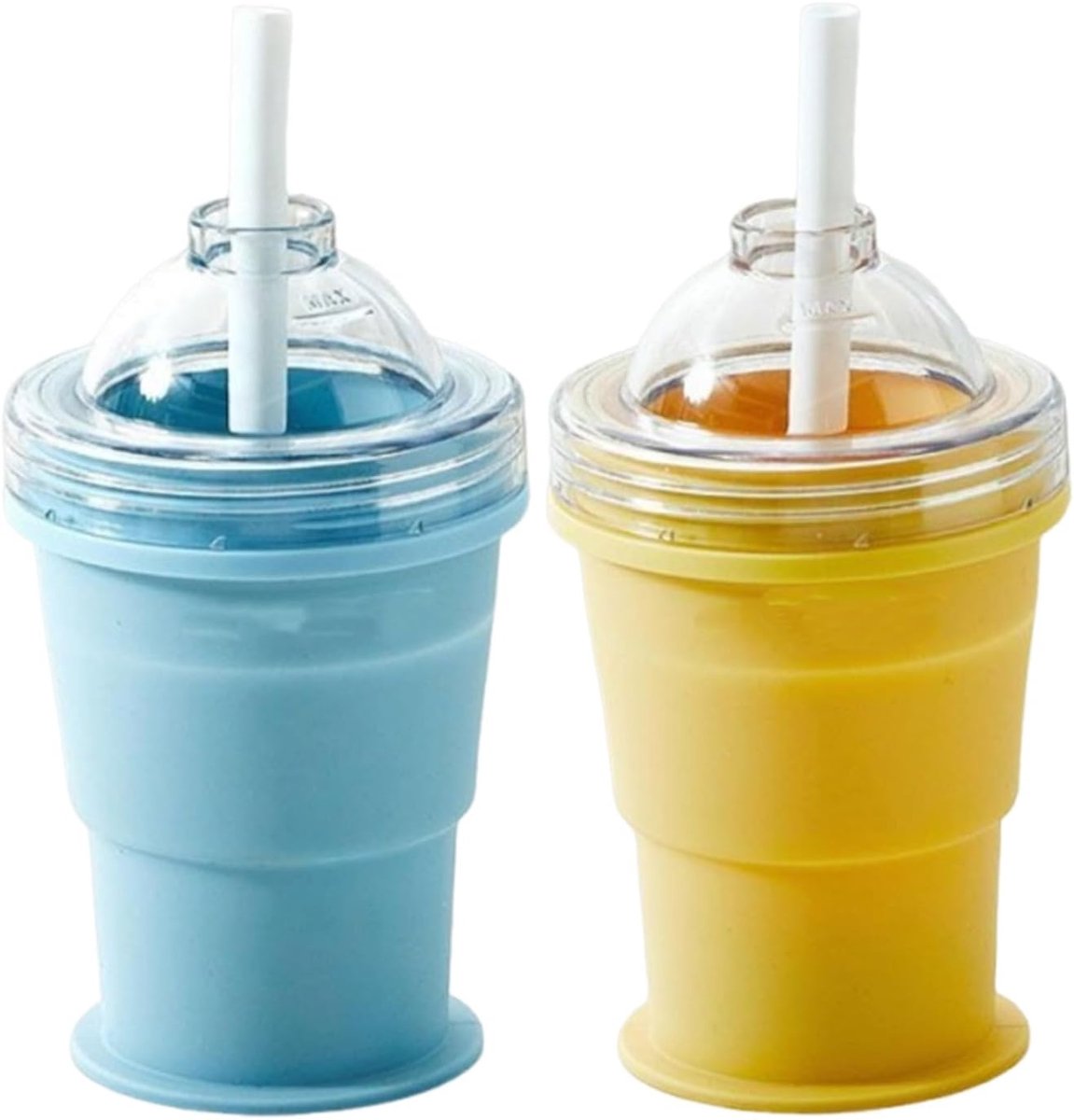 Opvouwbare Beker - IJsvorm Maker - Drankjes Koelen - 2-in-1 Ontwerp - 9x9x20 cm - Blauw Geel