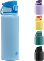 BentOH! RVS Waterfles 600ml Kinderen & Volwassenen - Blauw - Anti-overloop & Lekvrij – Met Eén Hand te Openen – BPA-vrij & Vaatwasserbestendig