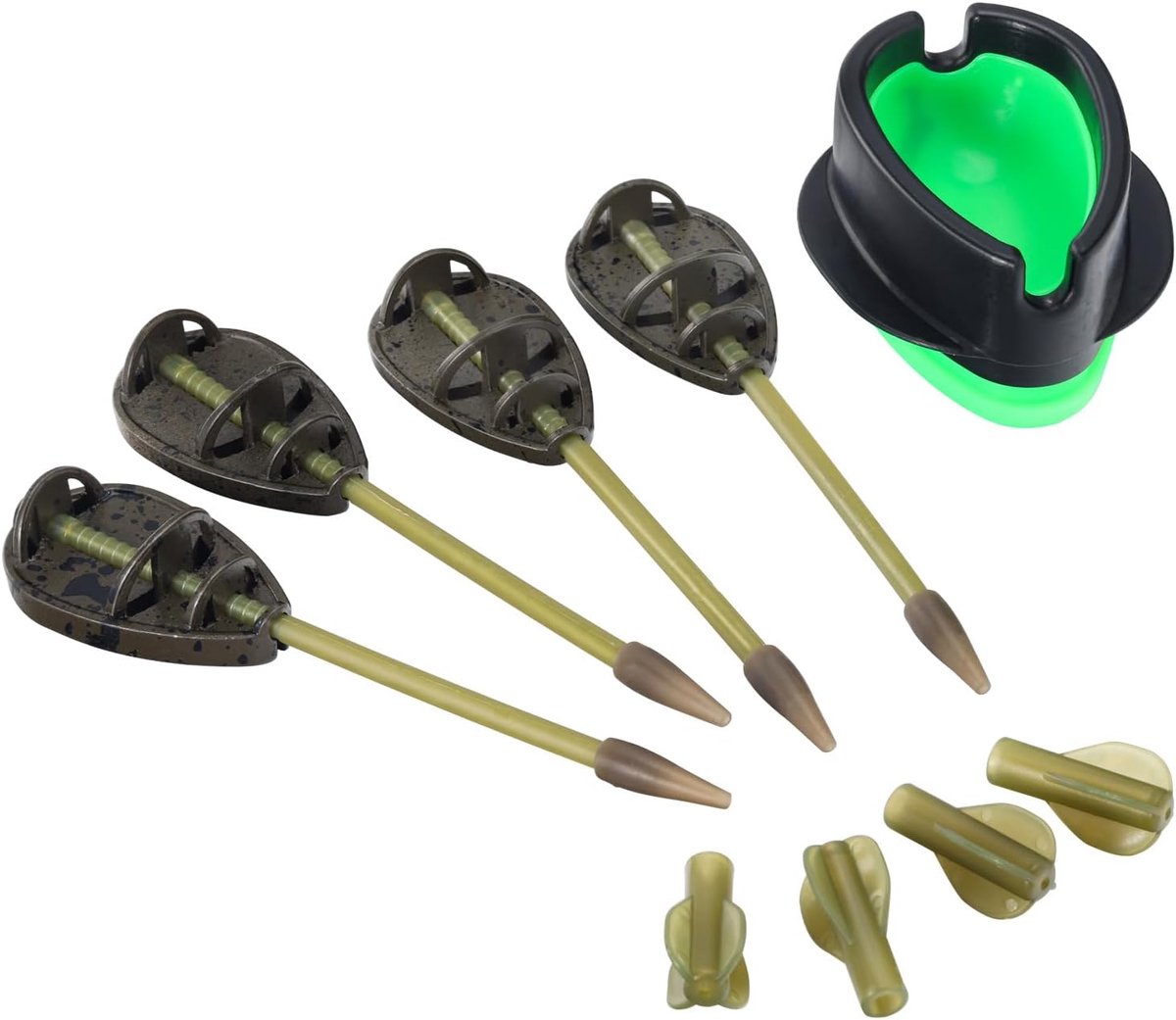 Method Feeder Set - Visvoer Set - Karper Vissen - Aerodynamische Voerkorf - 30g 40g 50g 60g - Groen