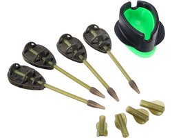 Method Feeder Set - Visvoer Set - Karper Vissen - Aerodynamische Voerkorf - 30g 40g 50g 60g - Groen