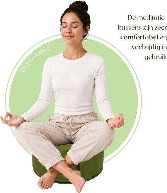 Om Namaste Meditatiekussen Rond - Olijfgroen - Pro Rondo - Groen van Om Namaste — afbeelding 3