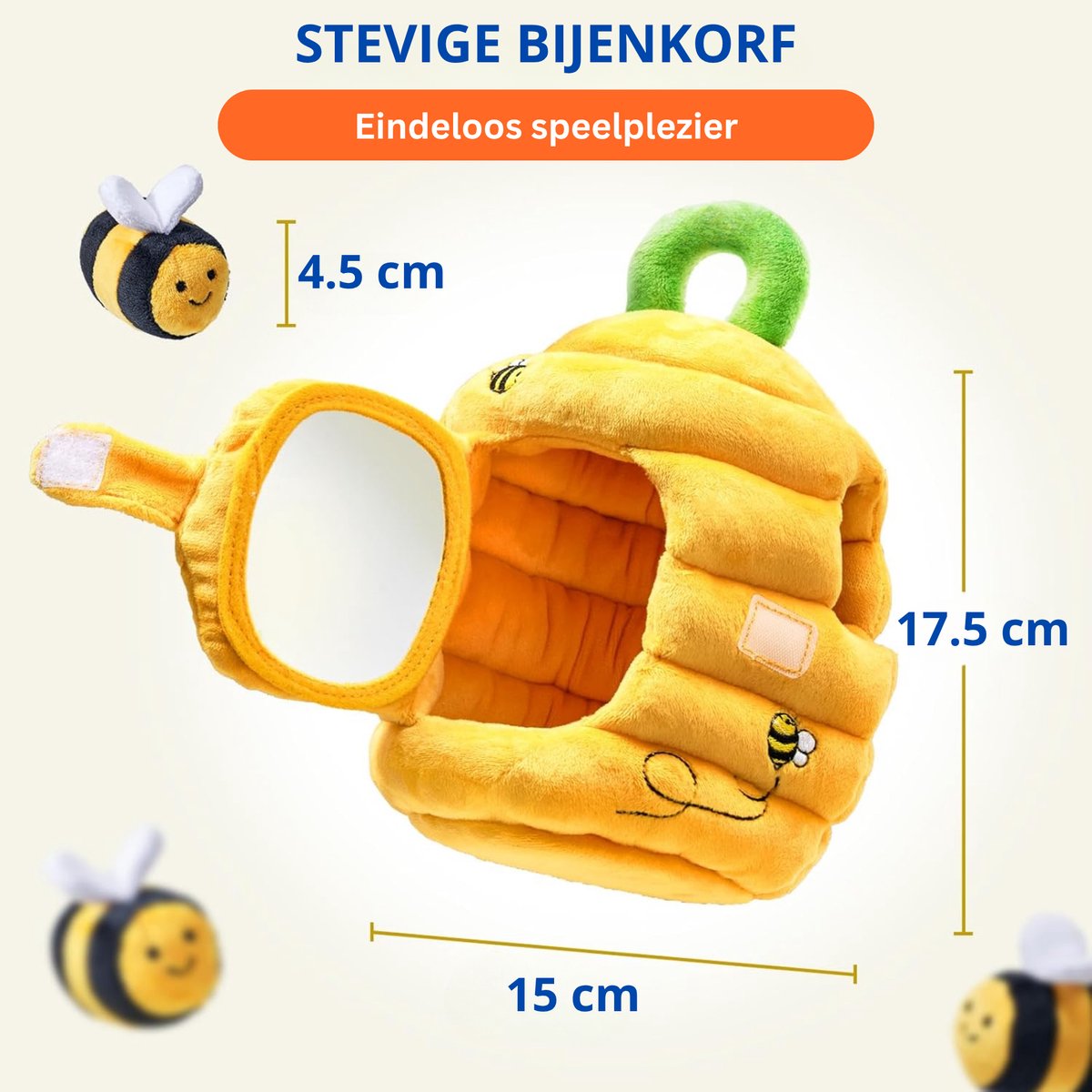 Baby Speelgoed 6-12 maanden - Sensorisch Pluche Speelgoed met Bijenkorf en 5 Bijen - Montessori Speelgoed met Dieren - Baby Cadeau met Knuffels - Educatief speelgoed - Knisperboekje Baby - Kinderspeelgoed 1-3 jaar — afbeelding 7