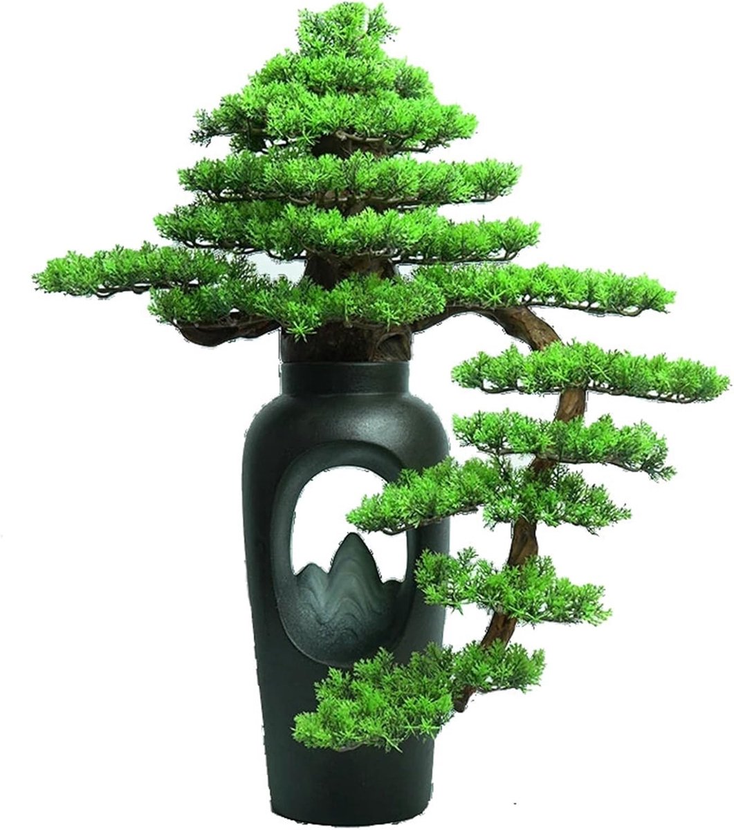 Kunstmatige Bonsaiboom - Nep Bomen - Binnenhuisdecoratie - Feng Shui Symbool - 60*25*72 cm - Zwart