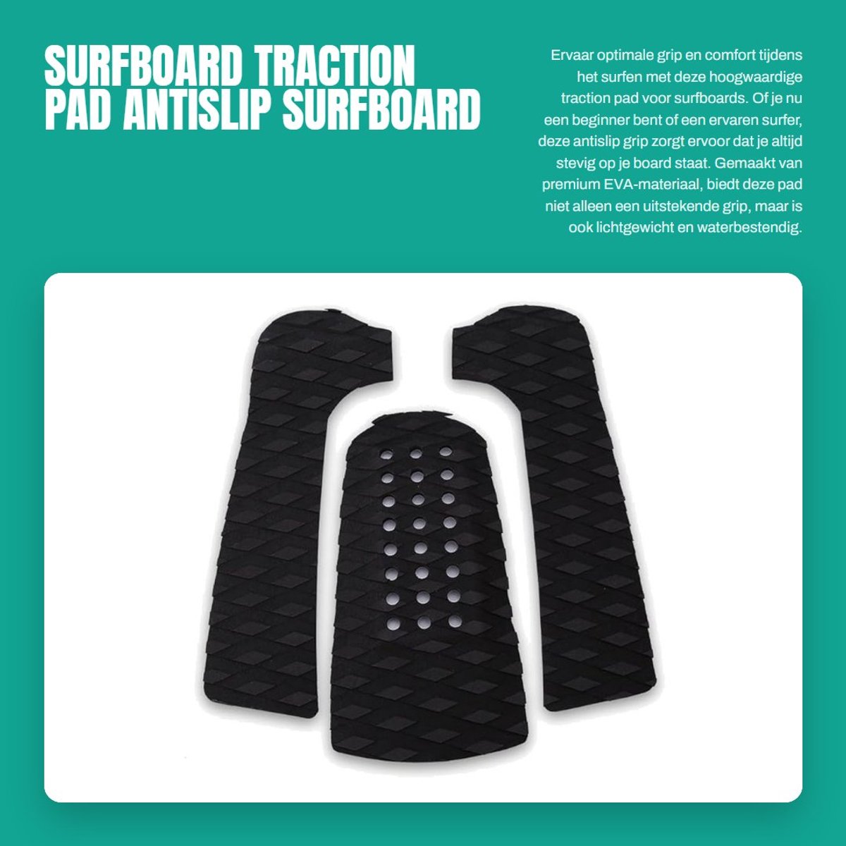 Dailygoods- Traction Pad - Antislip Surfplank Pad - Tailpad Grip - Dek Grip - Waterdicht - Lichtgewicht - Afmetingen 30 x 8 cm - Surfboard Pad