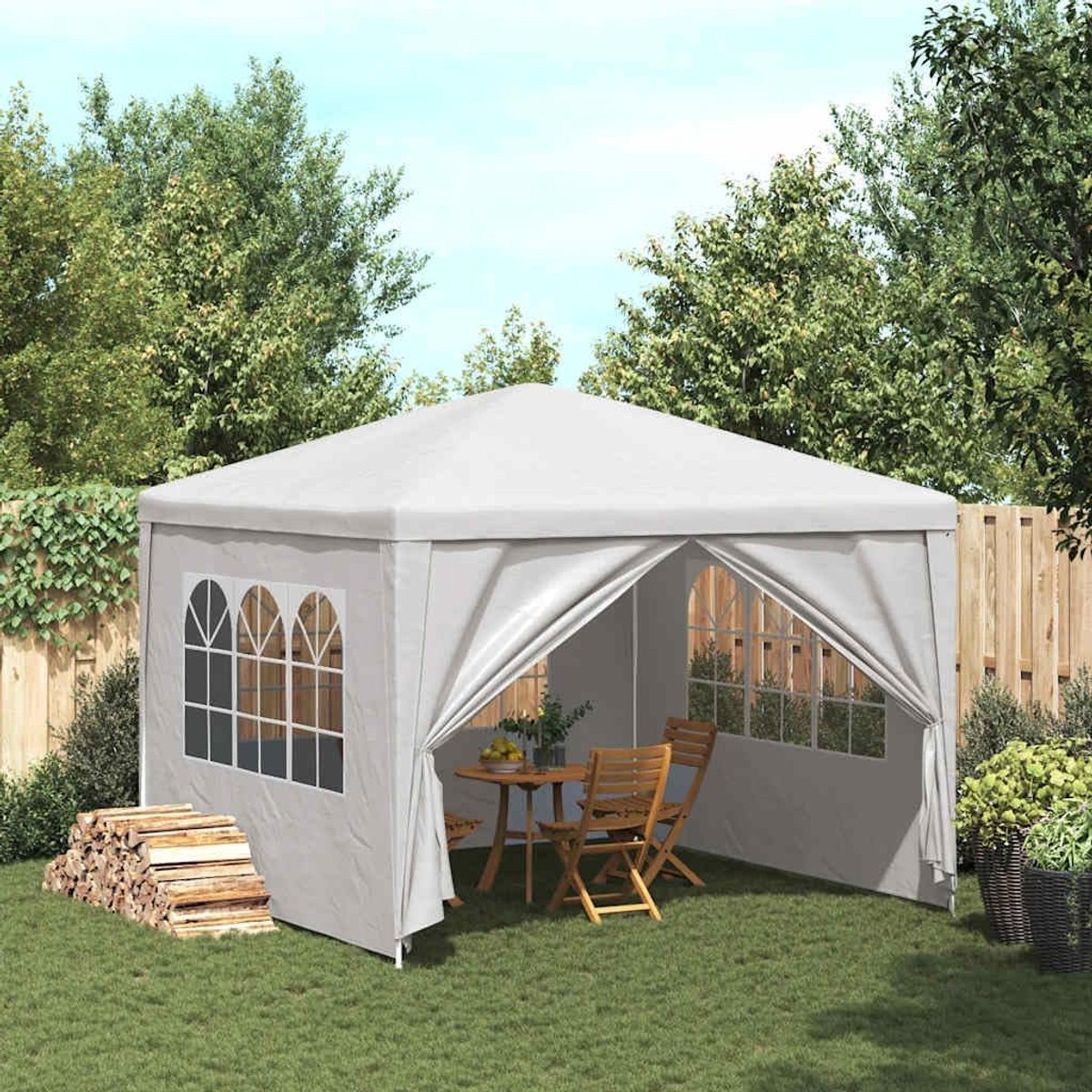 Partytent - Tuinpaviljoen - Feesten Buiten - Met Ramen - 3 x 3 m - Wit