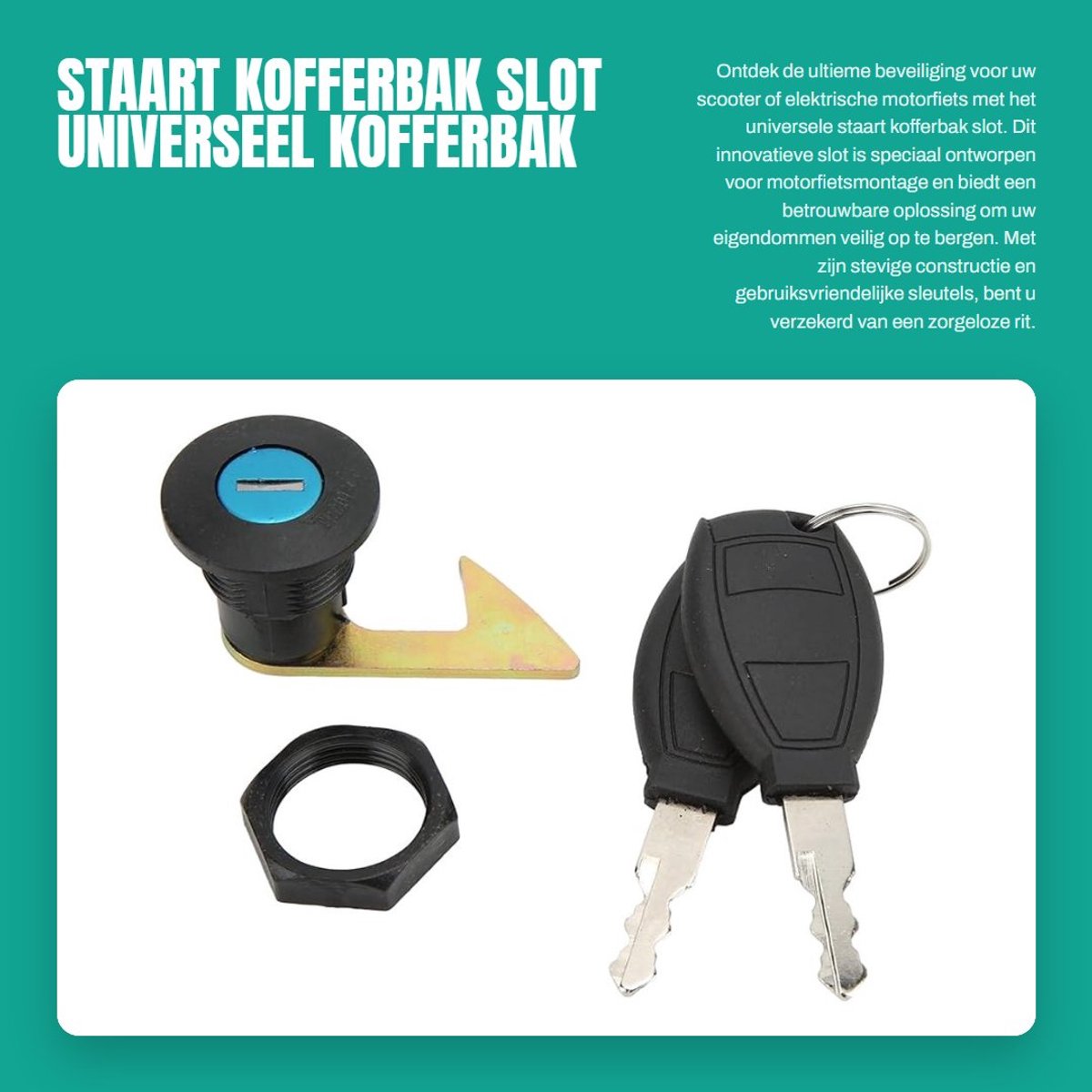 Dailygoods - Staart Kofferbak Slot - Universeel Kofferbak Slot - Beveilig uw eigendommen - Compact formaat - Geschikt voor scooters - Ideaal voor elek...