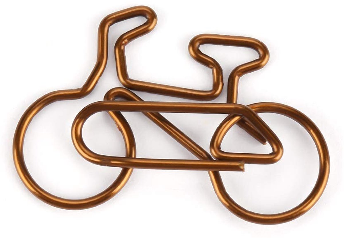 Dailygoods- Paperclips Fietsvorm 20 Stuks - Metalen Bladwijzers - Decoratieve Kantooraccessoires - Hoogwaardig en Duurzaam - Plastic Glas Inbegrepen