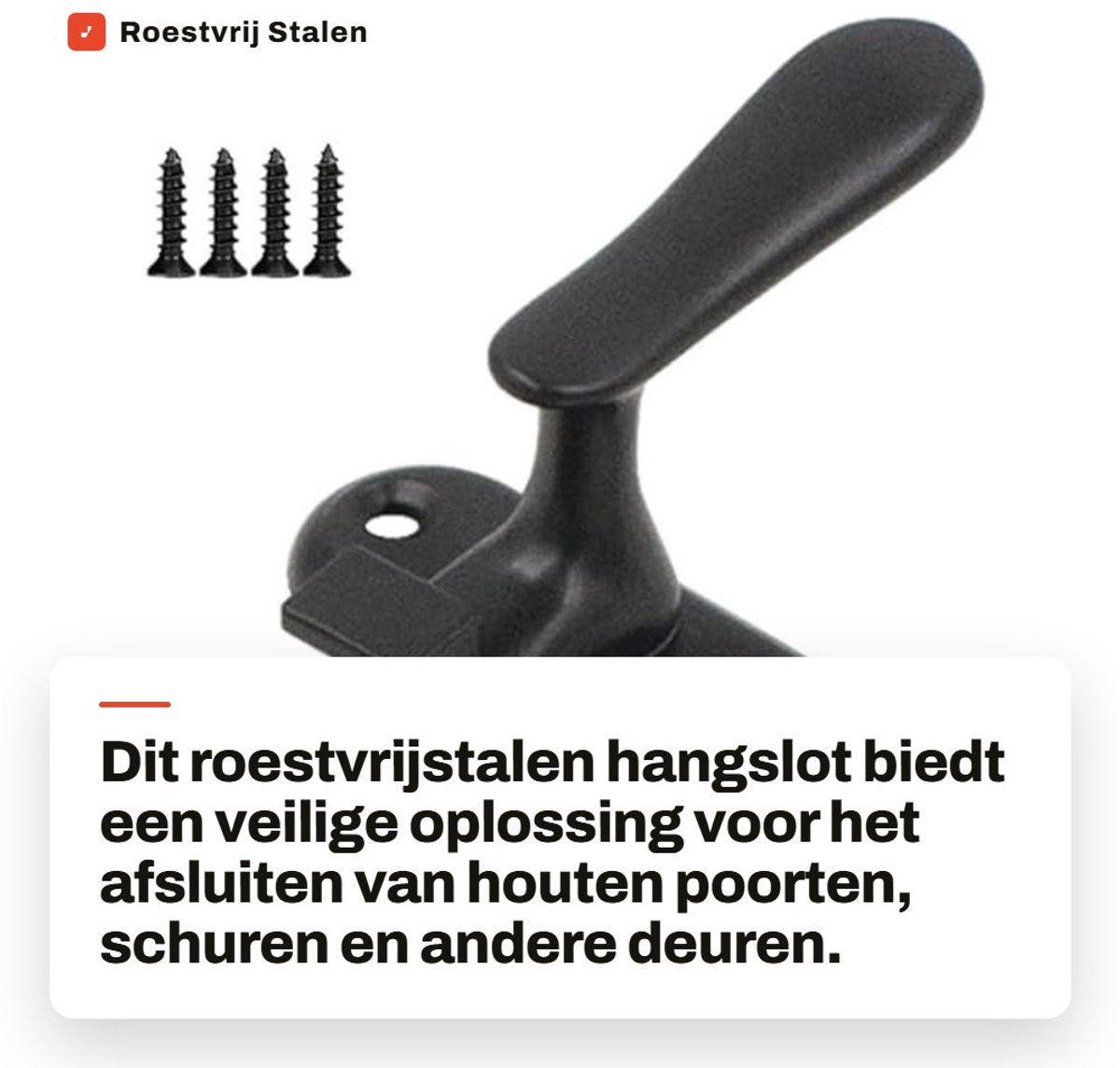 Dailygoods- Deurslot Veiligheid - Schuifbout - Hasp - Klink - Roestvrij Staal - Mat Zwart - Inclusief Schroeven - Sluiting