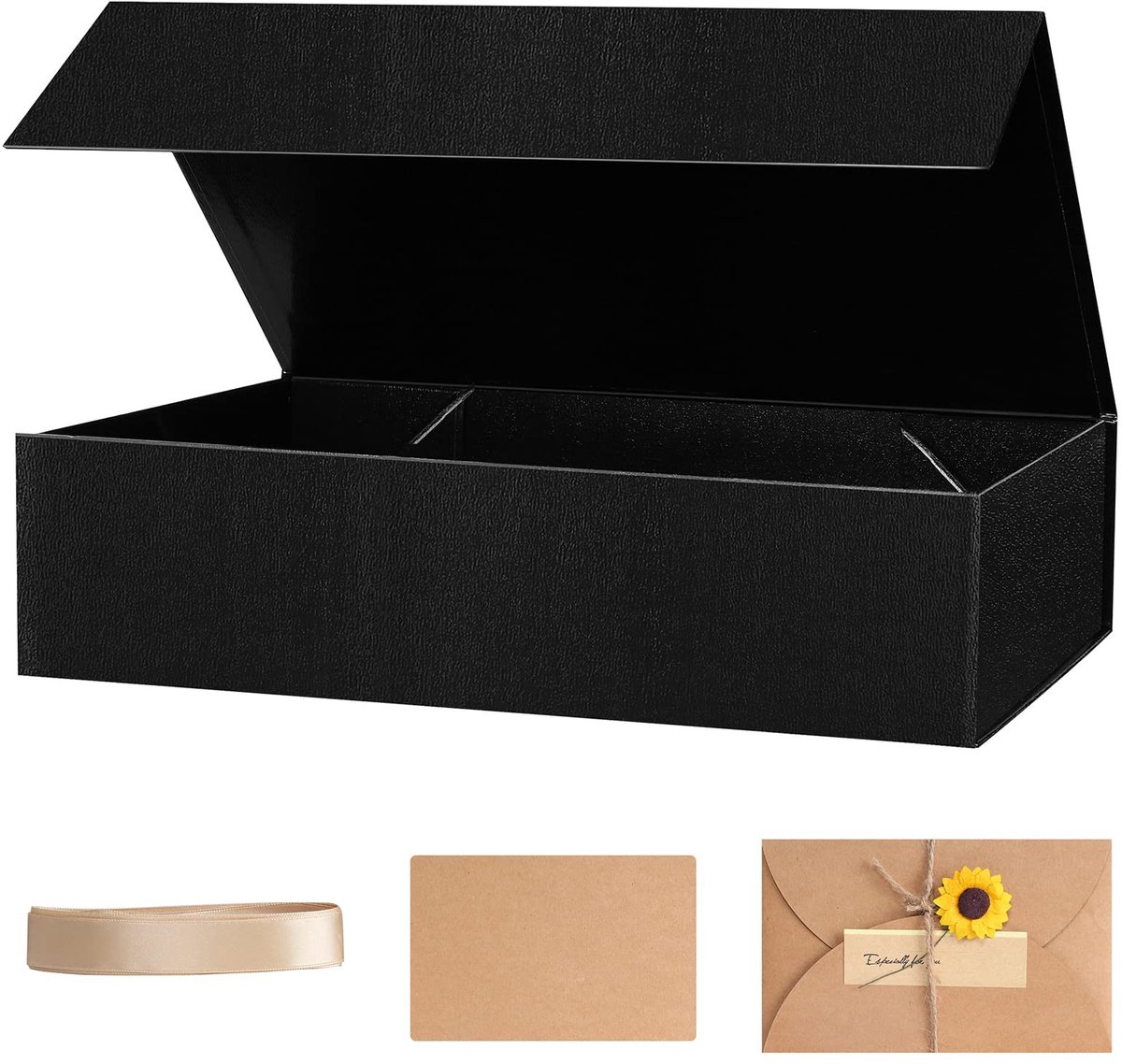 Dailygoods- Geschenkdoos Extra Groot - Magnetische Sluiting - Luxe Karton - 43 x 25,5 x 10 cm - Cadeaukaart en Lint - Dubbelzijdige Sticker - Cadeauverpakking