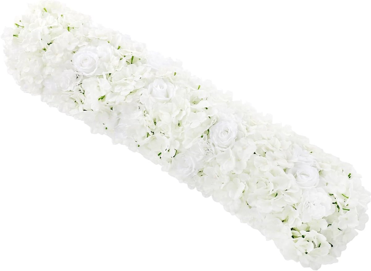 Kunstbloemenslinger Wit - Kunstbloemen Krans - Bruiloft Decoratie - Dichte Bloemen Opstelling - 100 cm - Wit