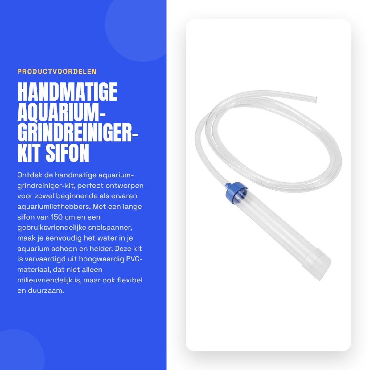 Dailygoods- Aquariumgrindreiniger met 150 cm Sifon - Handmatige Waterwisselaar - PVC Slang - Milieuvriendelijk - Geschikt voor Kleine Aquaria - Flexibel en Niet Giftig - Aquariumwaterwisselaar