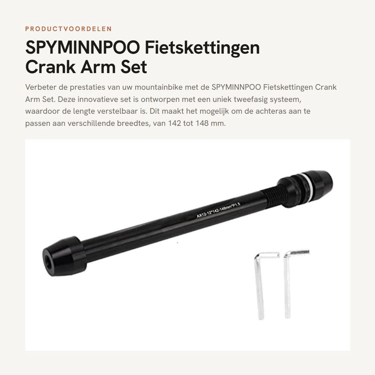 Dailygoods- Naafas met Verstelbare Lengte - Crankstel - Aluminium Legering - CNC Bewerking - Sterk en Duurzaam - Compatibel met Meeste Fietsen - Crankset