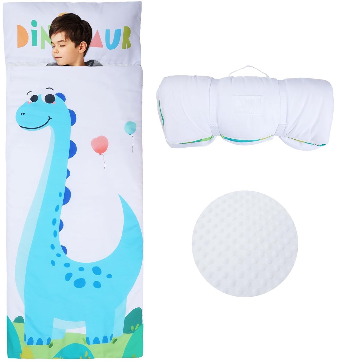 Dailygoods- Kinderslaapzak peuter 60 x 150 cm - Opvouwbare Slaapzak - Dubbele Rits - Machinewasbaar - Hoogwaardig Polyester - Zachte Minky Stippen - Slaapmat
