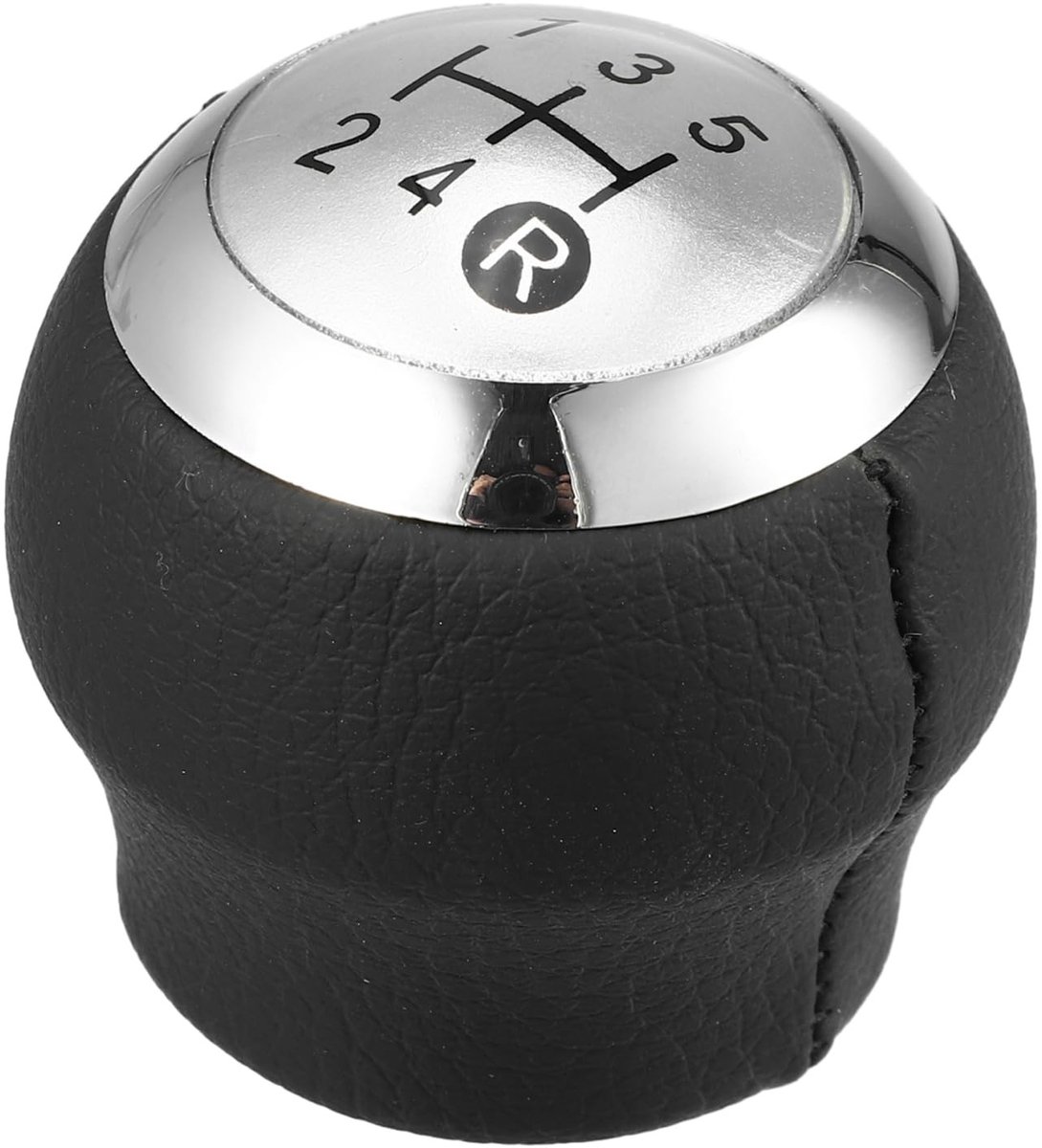 Dailygoods- Pookknop 5 Speed - Kunstleer/Plastic - Handmatige Transmissie - Vervangingspookknop - Zwart/Zilveren Toon - 30mm Binnendiameter - Versnellingspook