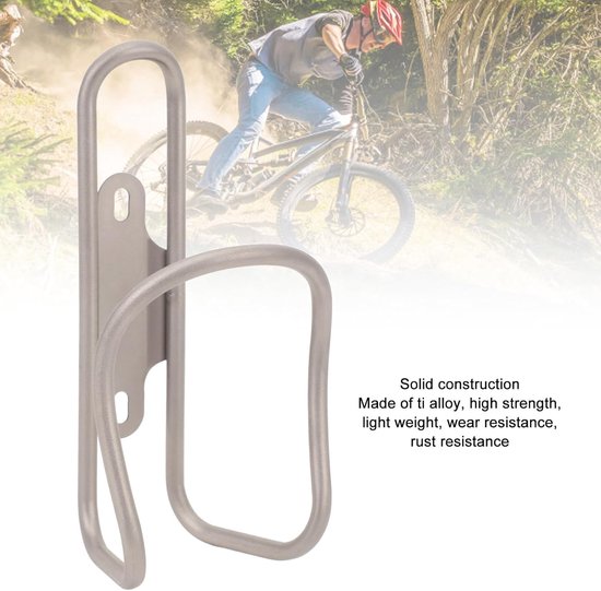Bidonhouder - Fleshouder Fiets - Veilig Fles Vervoeren - Lichtgewicht Ti-legering - 16 x 9 x 8 cm - Zilverkleurig — afbeelding 2